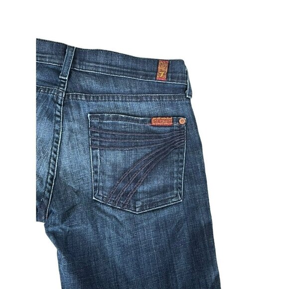 7 For All Mankind Women's Sz 27 Dojo Cropped Jeans 7's on Pockets Dark Wash - Picture 8 of 8